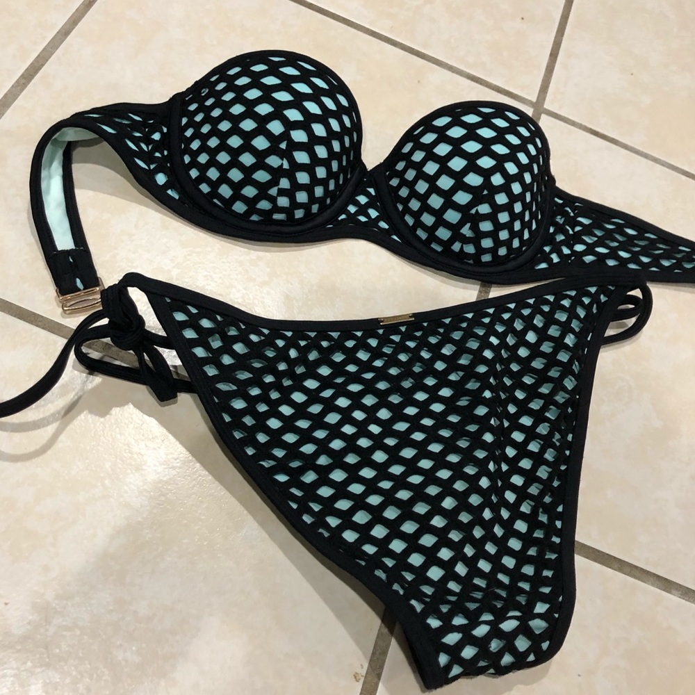 Blue and Black fishnet swimsuit BOTTOMS